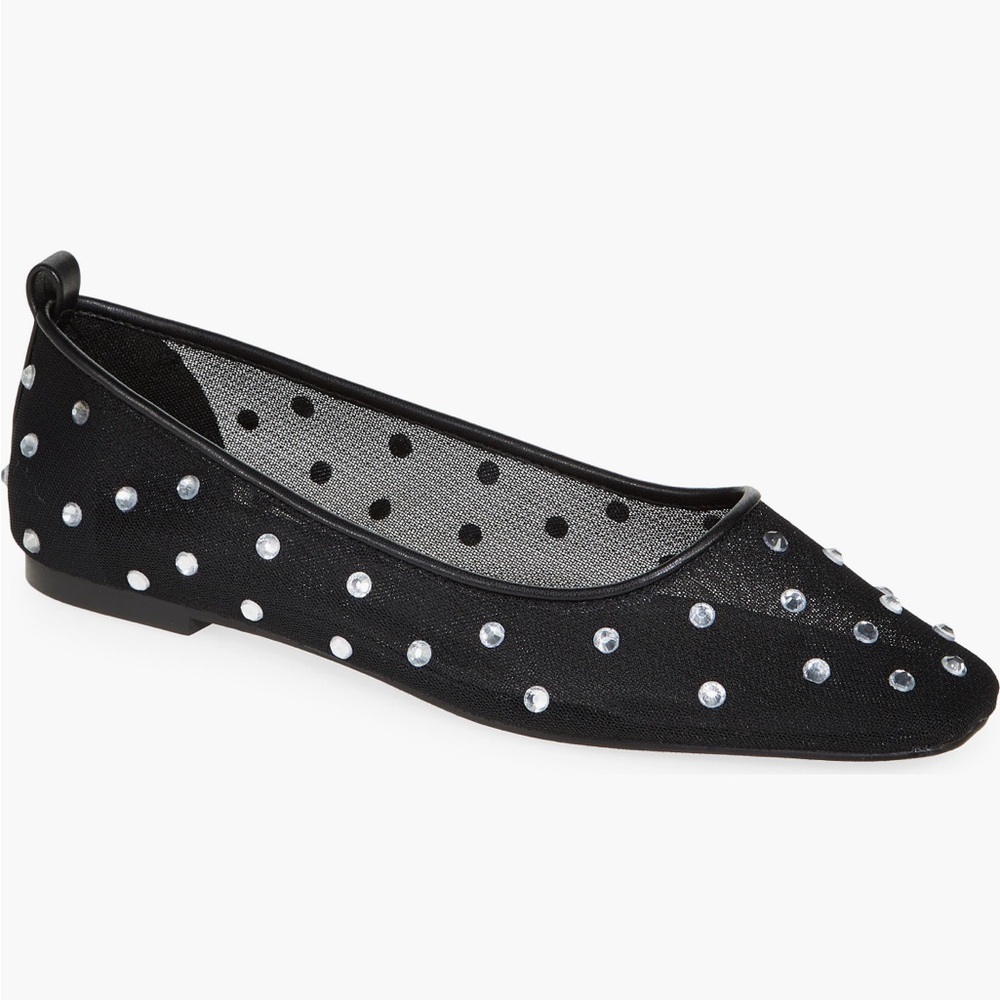 OPEN EDIT Lennox Rhinestone Mesh Ballet Flats